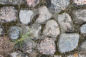 Stone block road pavement