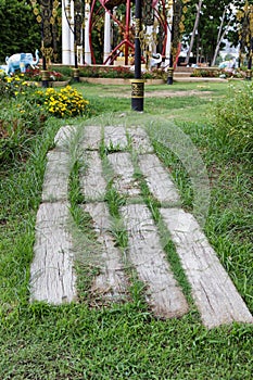 Stone block walk path