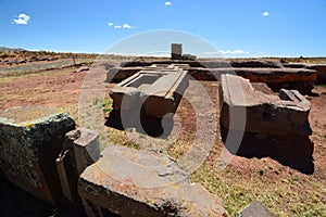 Stone blocks. Pumapunku. Tiwanaku archaeological site. Bolivia photo