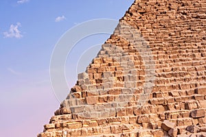 Stone blocks of the side of the great pyramid of giza photo