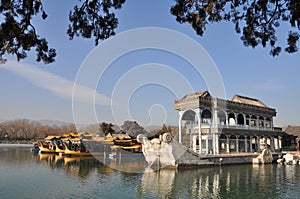 The stone boat and the dragon boats