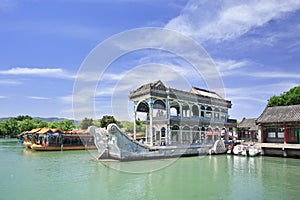 Stone boat at Kunming Lake, Summer Palace, Beijing, China