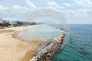 Stone breakwater in Termoli, Italy