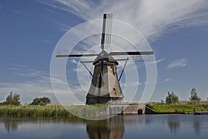 Stone brick windmill in kinderdijk