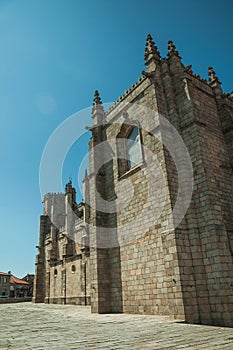 Stone bricks wall with buttresses and pinnacles decoration