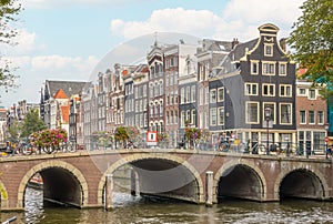 Stone Bridge on the Canal of Amsterdam