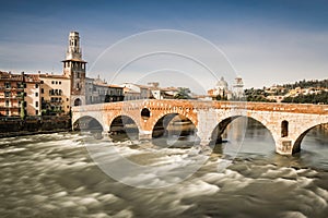 Stone Bridge, the famous old bridge in Verona.