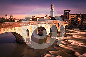 Stone Bridge, the famous old bridge in Verona.