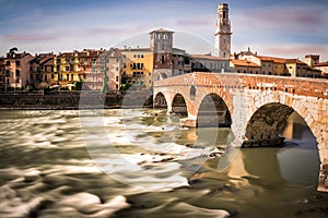 Stone Bridge, the famous old bridge in Verona.