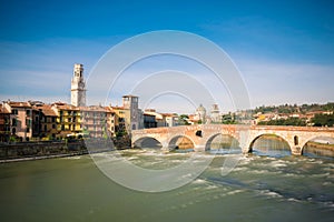 `Stone Bridge`, the famous old bridge in Verona.