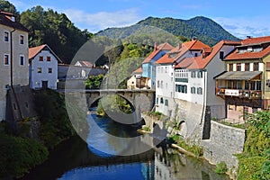 Stone Bridge at Historic Å kofja Loka, Slovenia