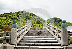 Stone bridge leading to Zentsuji, temple number 75 of Shikoku pilgrimage