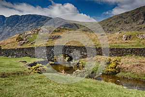 A stone bridge next to Wast Water in the Lake District of England
