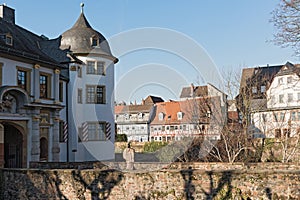 Stone bridge of the old Renaissancecastle in Frankfurt-Hoechst