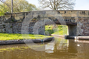 A stone bridge over the Canal in Llangollen. Llangollen, Dengighshire Wales