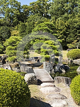 Stone bridge over Nijo-jo Castle pond