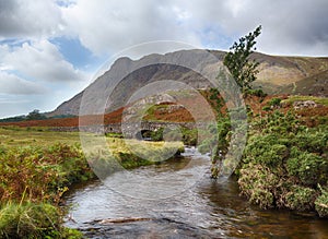 Stone bridge over river by Wastwater