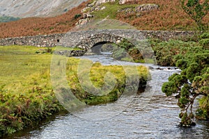 Stone bridge over river by Wastwater