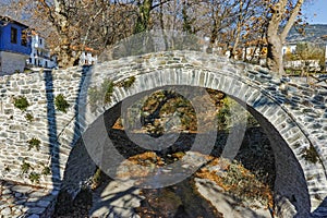 Stone bridge over small river in Moushteni near Kavala, East Macedonia and Thrace
