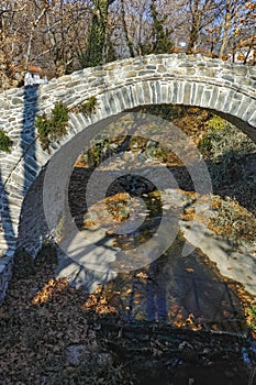 Stone bridge over small river in Moushteni near Kavala, East Macedonia and Thrace