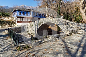 Stone bridge over small river in Moushteni near Kavala, Greece