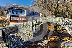 Stone bridge over small river in Moushteni near Kavala, Greece