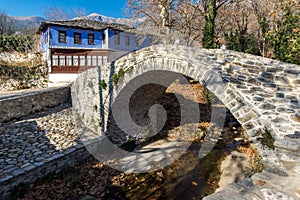 Stone bridge over small river in Moushteni near Kavala, Greece