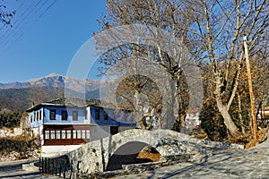 Stone bridge over small river in Moushteni near Kavala, Greece