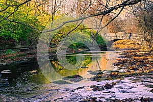 Stone bridge over a winter creek