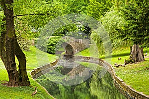 Stone Bridge in Parc de la Boverie in Liege