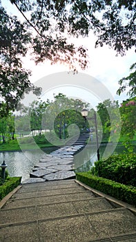 Stone bridge in the park