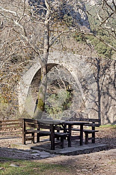 Stone bridge St. Vissarion in Pyli (Thessaly region, Greece)