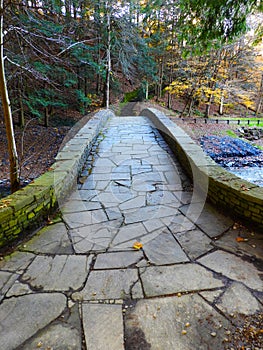 Stone bridge and stairs at Fillmore Glen Moravia