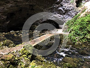 Stone Bridge in the Zelske caves or Kamniti most v ZelÅ¡kih jamah, Cerknica - Notranjska Regional Park, Slovenia