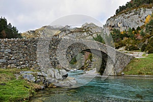 Stone bridgee in Bujaruelo valley, Spain