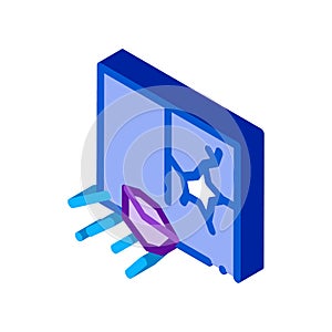 Stone-broken window isometric icon vector illustration