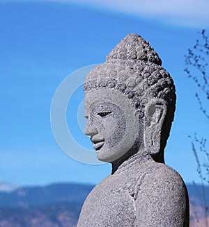 Stone Buddha Head in Near Profile