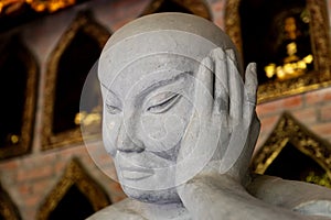 Stone Buddhist statue in the Bai Dinh temple complex in Vietnam