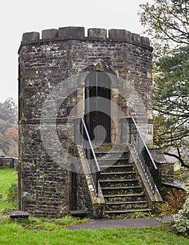 Stone building entrance with stairs