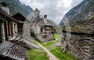 Foroglio hamlet in Maggia Valley of Ticino, Switzerland photo