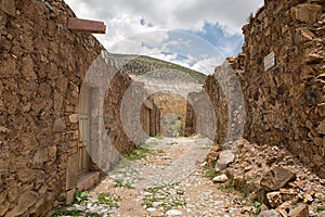 Stone built houses in Real de Catorce Mexico