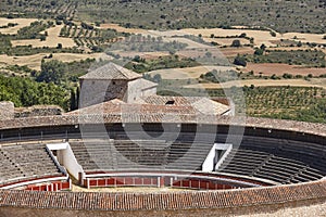 Bullring in Brihuega and Alcarria summer landscape. Guadalajara, Spain photo