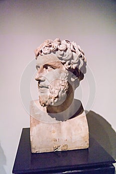 Bust of a Greek poet in the Archaeological Museum in Naples