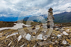 Stone cairn in Himalayas