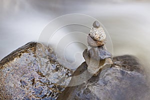 Stone Cairn River Blur