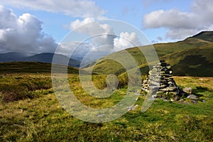 Stone cairn on Souther Fell