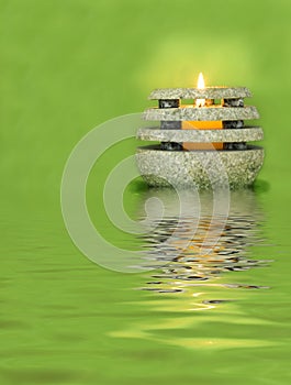 Stone Candle on Green