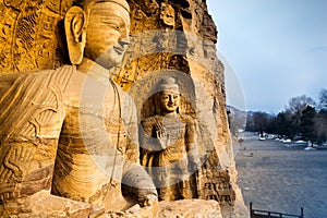 Stone carved Buddhas at Yungang Grottoes Datong, China