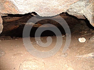 Stone carved cave on the mountain