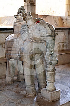 Stone Carved Elephant, Adinath Jain Temple, Ranakpur, Rajasthan, India photo